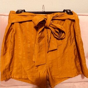 Women's Mustard Tie-Waist Shorts